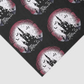 Haunted House Volle Maan Vleermuizen Gelukkig Hall Tissuepapier (Detail)