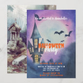 Haunted House Volle Maan Vleermuizen Halloween Par Kaart (Voorkant / Achterkant)