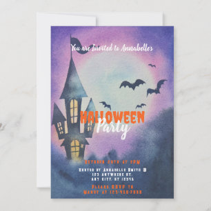 Haunted House Volle Maan Vleermuizen Halloween Par Kaart