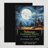 Haunted House Volle Maan Vleermuizen Zwart Hallowe Kaart (Voorkant / Achterkant)