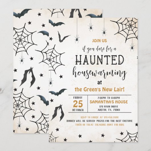 Haunted House Warming Halloween Party Kaart (Voorkant / Achterkant)