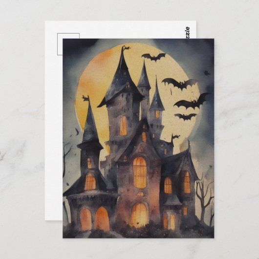 Haunted House Waterverf Briefkaart (Voorkant / Achterkant)