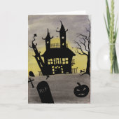 Haunted House Waterverf Halloween Kaart (Voorkant)