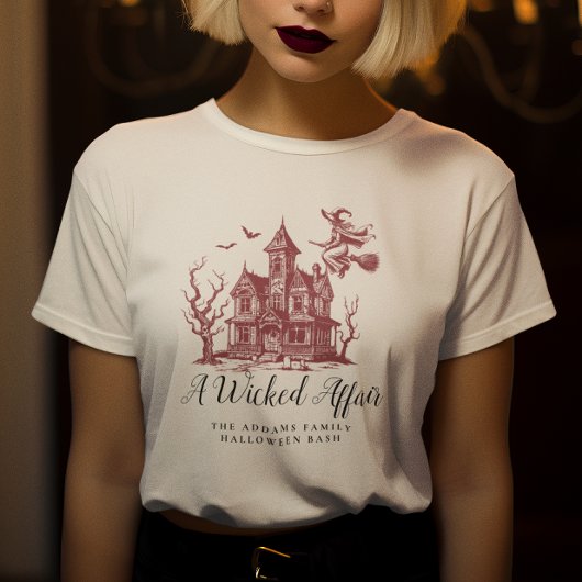 Haunted House Witch Bats Halloween Party T-shirt