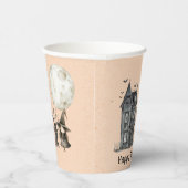 Haunted House Witch Spooky Halloween Party Papieren Bekers (Rechts)