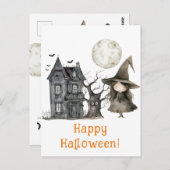Haunted House Witch Spooky Witch Halloween Briefkaart (Voorkant / Achterkant)