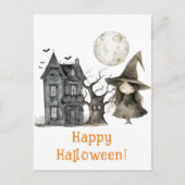 Haunted House Witch Spooky Witch Halloween Briefkaart (Voorkant)