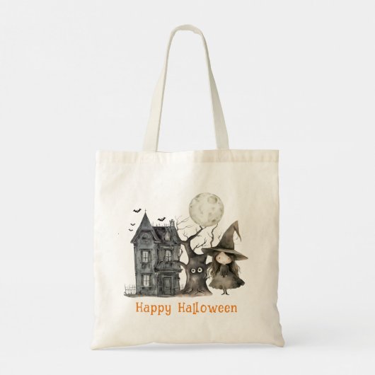 Haunted House Witch Spooky Witch Halloween Tote Bag (Achterkant)