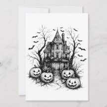 Haunted House zwart-wit Halloween