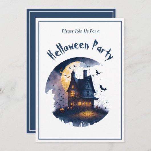 Haunted Houses Halloween uitnodiging (Voorkant / Achterkant)