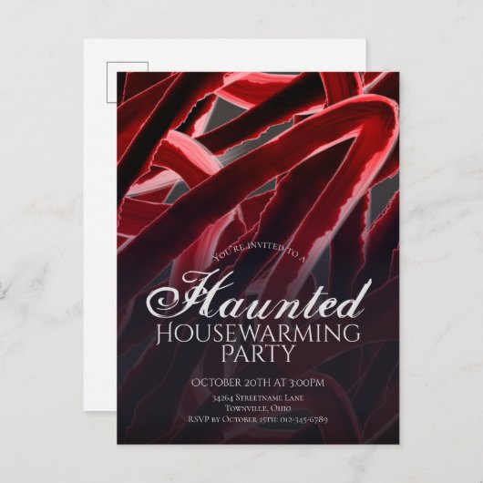 Haunted Housewarming Halloween Party Uitnodiging Briefkaart (Voorkant / Achterkant)