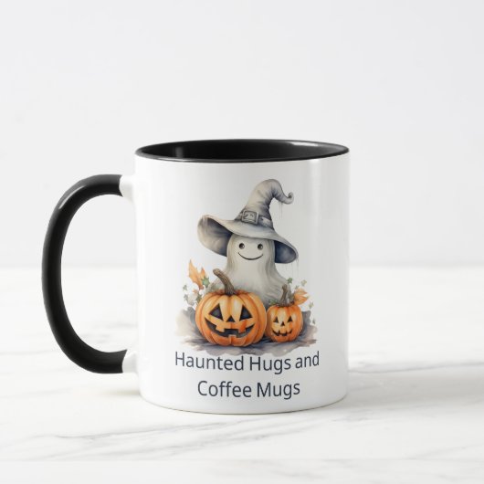 Haunted Hugs and Coffee Mugs Ghost Halloween Mok (Links)