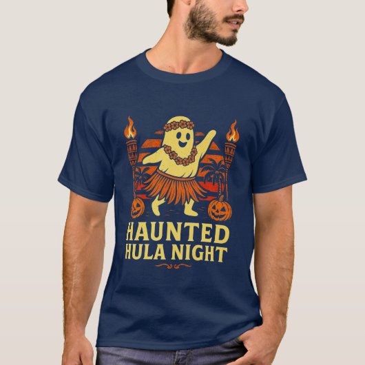 Haunted Hula Night Funny Ghost Halloween Zomer T-shirt (Voorkant)
