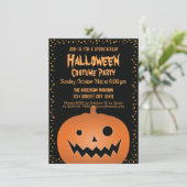 Haunted Jack O Lantern Pumpkin Halloween Party Kaart (Staand voorkant)
