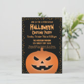 Haunted Jack O Lantern Pumpkin Halloween Party Kaart (Staand voorkant)