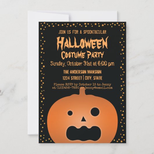 Haunted Jack O Lantern Pumpkin Halloween Party Kaart (Voorkant)