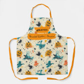 Haunted Kitchen Ghosts en Pumpkins Ontwerp Schort (Voorkant)