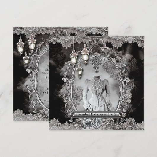 Haunted Lady Halloween-feestuitnodiging Kaart (Voorkant / Achterkant)