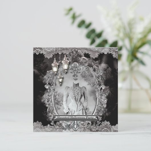  Haunted Lady Halloween-feestuitnodiging Kaart (Staand voorkant)