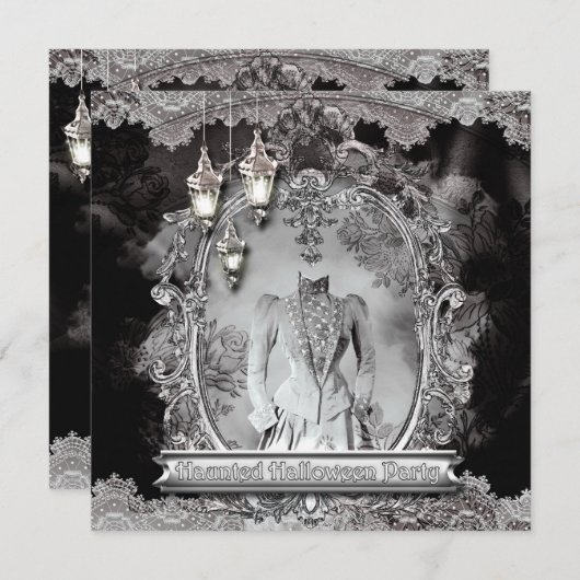  Haunted Lady Halloween-feestuitnodiging Kaart (Voorkant / Achterkant)
