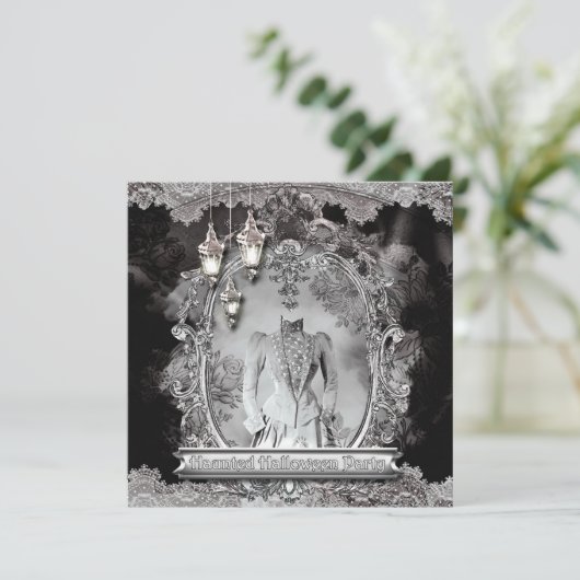  Haunted Lady Halloween-feestuitnodiging Kaart (Staand voorkant)