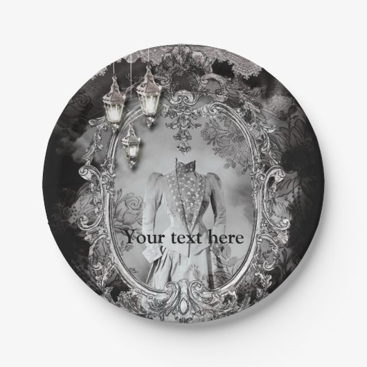  Haunted Lady Halloween Kostuumfeest Papieren Bordje (Voorkant)