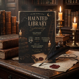 Haunted Library Society Halloween-feest Feestdagenkaart