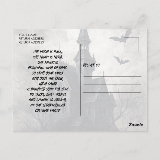 Haunted Manor Halloween Party Invitation Briefkaart (Achterkant)