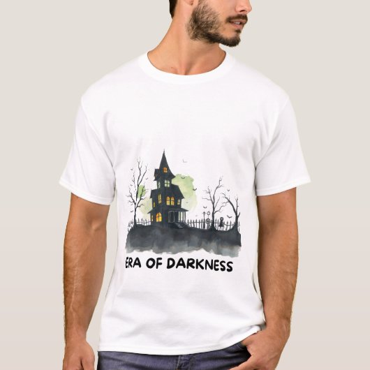 Haunted Manor T-shirt – Moonlit House & Bats Water (Voorkant)