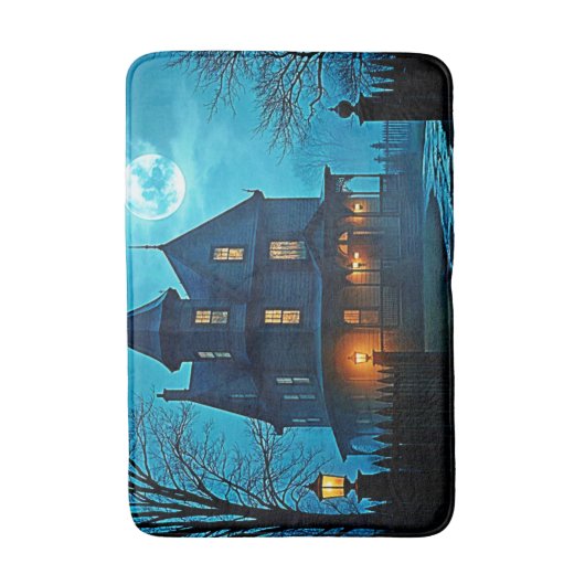 Haunted Mansion Blue Moonlight Night Design Badmat (Voorkant Verticaal)
