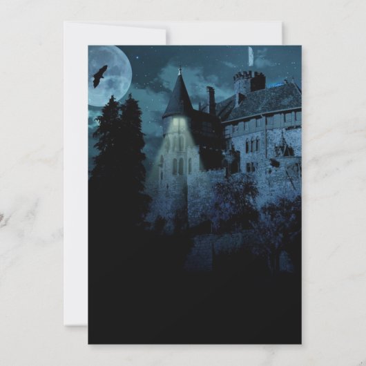 Haunted Mansion Castle House Night Halloween Kaart (Achterkant)