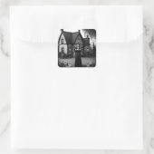 Haunted Mansion en Gotische Vrouw Vierkante Sticker (Tas)
