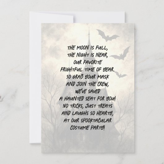 Haunted Mansion Halloween Party Kaart (Achterkant)
