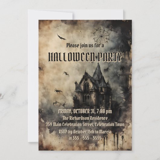  Haunted Mansion Halloween Party Kaart (Voorkant)