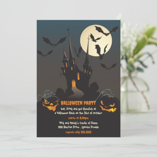 Haunted Mansion Halloween Party Kaart (Staand voorkant)