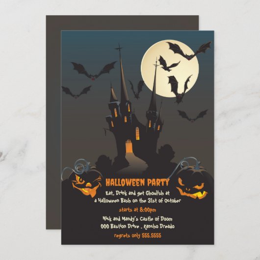 Haunted Mansion Halloween Party Kaart (Voorkant / Achterkant)