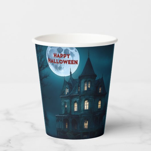 Haunted Mansion Halloween Party Papieren bekers (Voorkant)