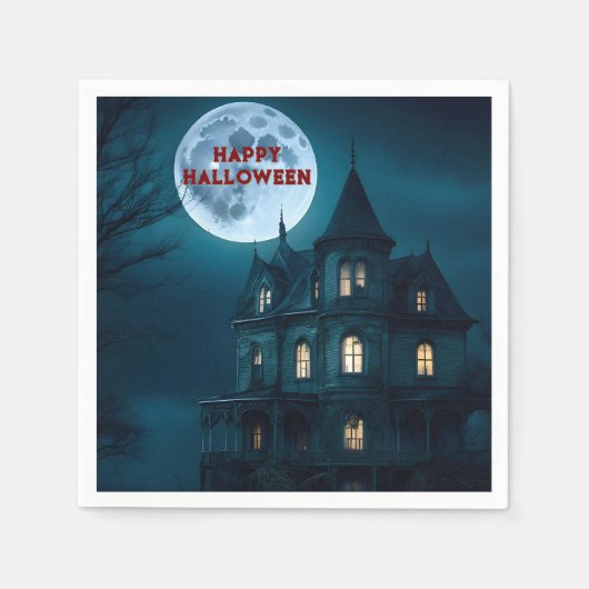 Haunted Mansion Halloween Party Papieren servetten (Voorkant)