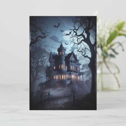 "Haunted Mansion Halloween Soiree Kaart (Staand voorkant)