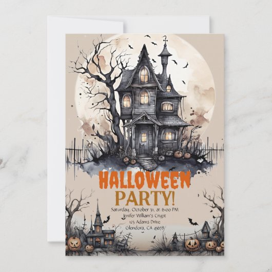 Haunted Mansion Halloween Spooky Party uitnodiging (Voorkant)