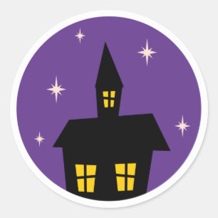 Haunted Mansion Paars Halloween Ronde Sticker