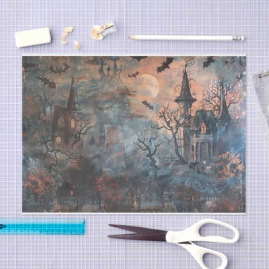 Haunted Mansion Spooky Bats Halloween Decoupage Tissuepapier (Craft)