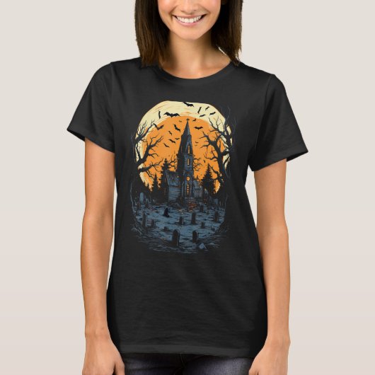 Haunted Mansion Spooky Halloween T-shirt (Voorkant)