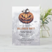 Haunted Mansion Spooky Pumpkin Halloween Party Kaart (Staand voorkant)