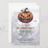 Haunted Mansion Spooky Pumpkin Halloween Party Kaart (Voorkant / Achterkant)