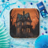 Haunted Mansion Volwassen Halloween Party Papieren Bordje (Feest)