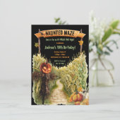 Haunted Maze Halloween Herfst Verjaardagsfeest Kaart (Staand voorkant)