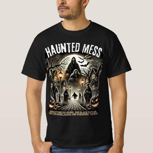 Haunted Mess Halloween Graphic T-shirt (Voorkant)