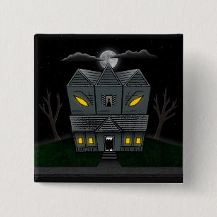 Haunted Monster House Vierkante Button 5,1 Cm