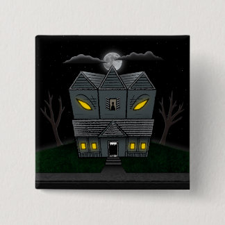 Haunted Monster House Vierkante Button 5,1 Cm